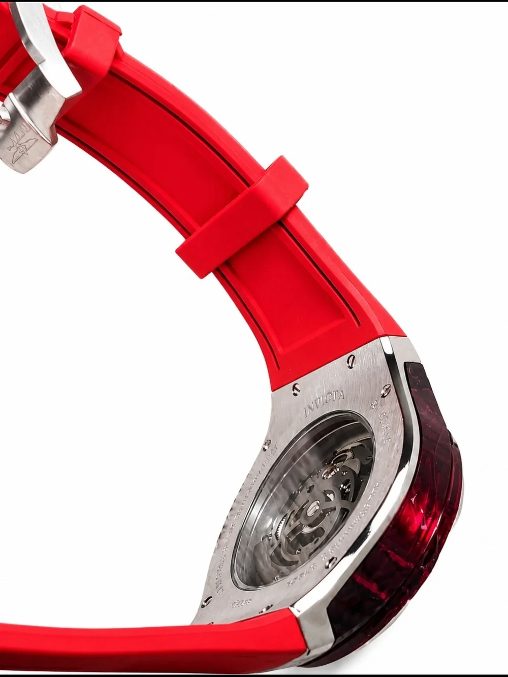 Invicta 69542 Celestial Orbitha Skeleton Dial Red Silicone Men's Watch NEW